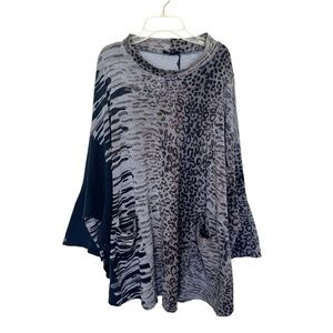 Q Neel Nordic Design Mixed Animal Print Tunic Top Bohemian